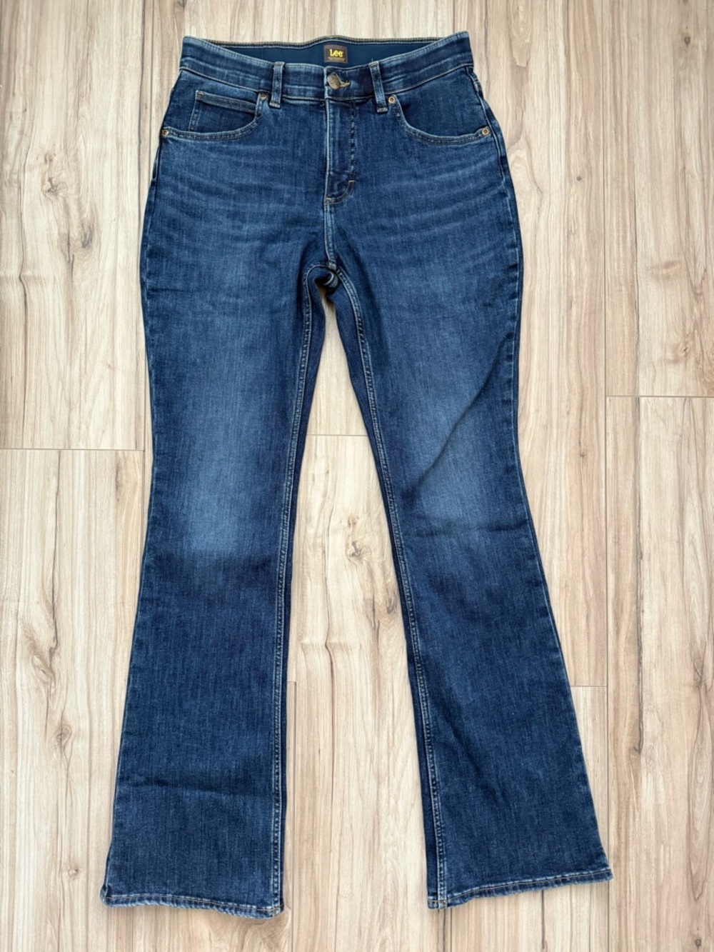 Lee Women's Blue Flare Jeans - Dark Wash - 10 Long
